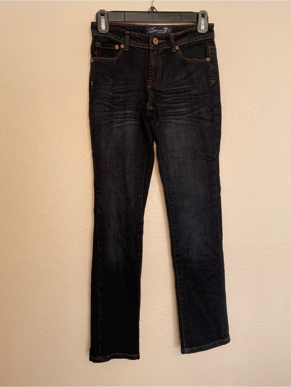 EUC Seven7 Y2K Dark Wash Bootcut Jeans | Low Rise Stretch Denim | Size 10